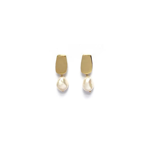 Goldeluxe - 10k Gold Siren Stud Earrings w/ Baroque Pearls
