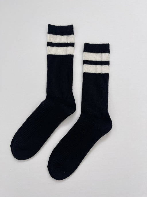 Le Bon Shoppe - Grandpa Varsity Socks - Black / Sugar Stripe