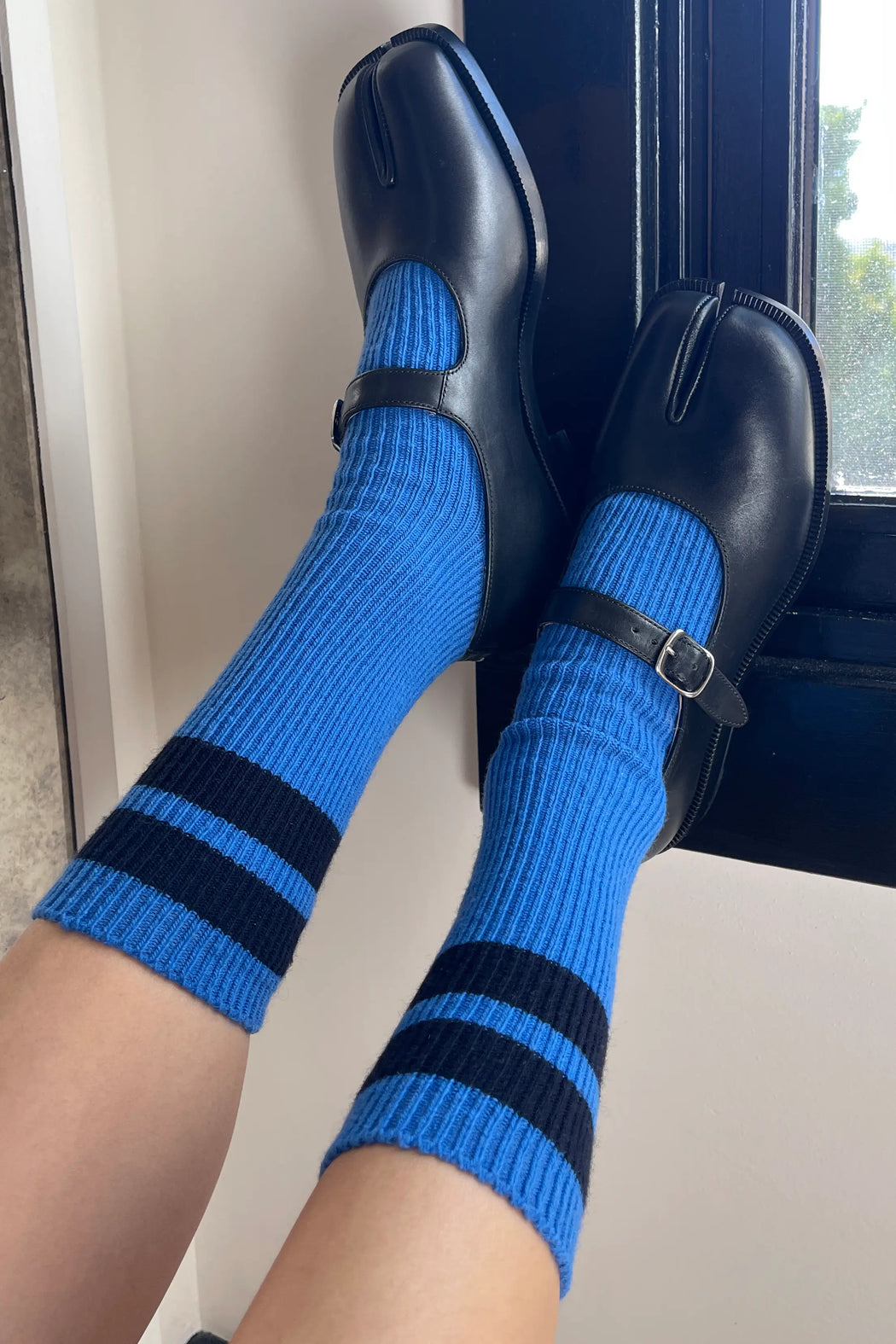 Le Bon Shoppe - Grandpa Varsity Socks - Blue / Navy Stripe