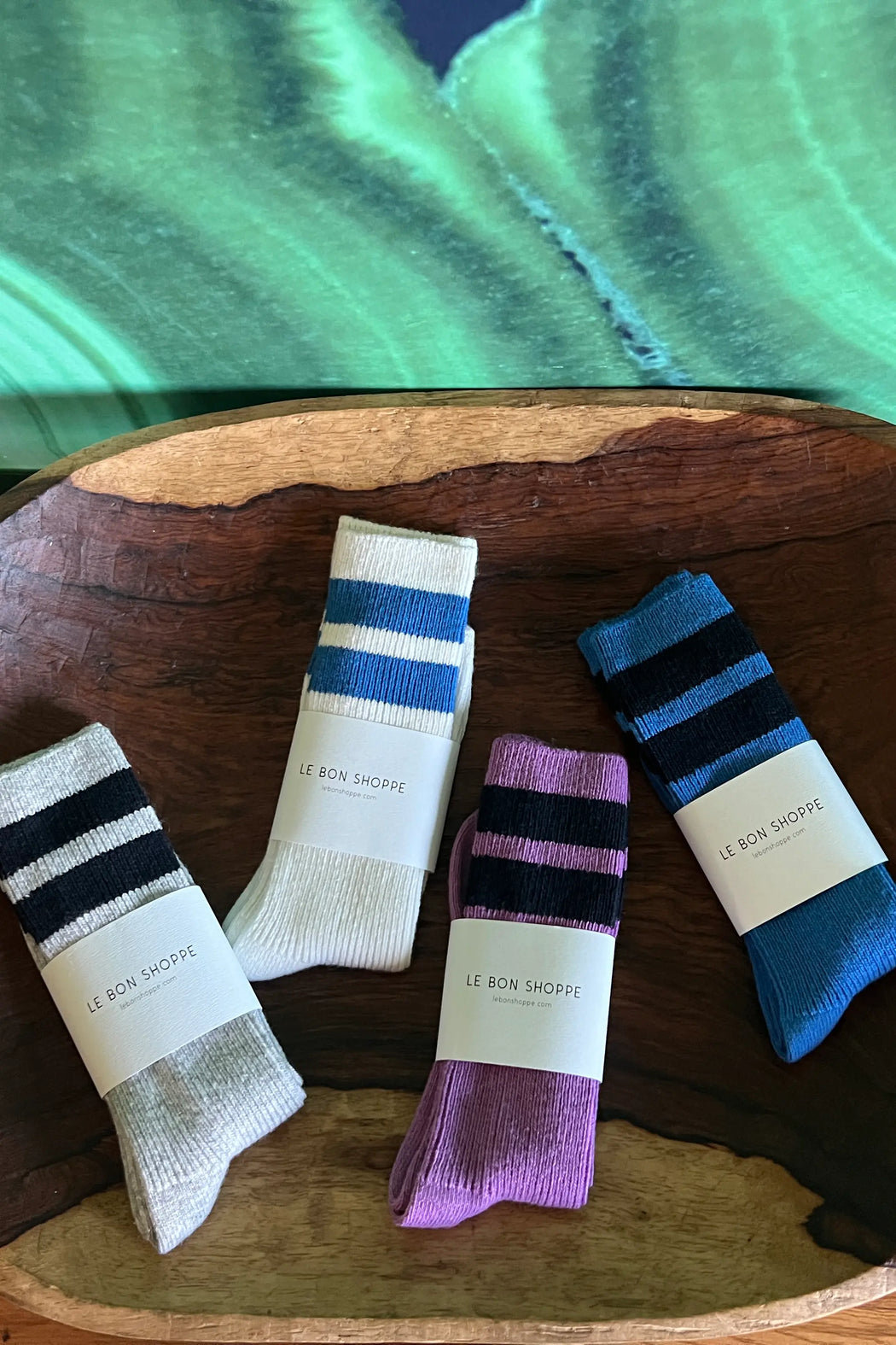 Le Bon Shoppe - Grandpa Varsity Socks - Blue / Navy Stripe